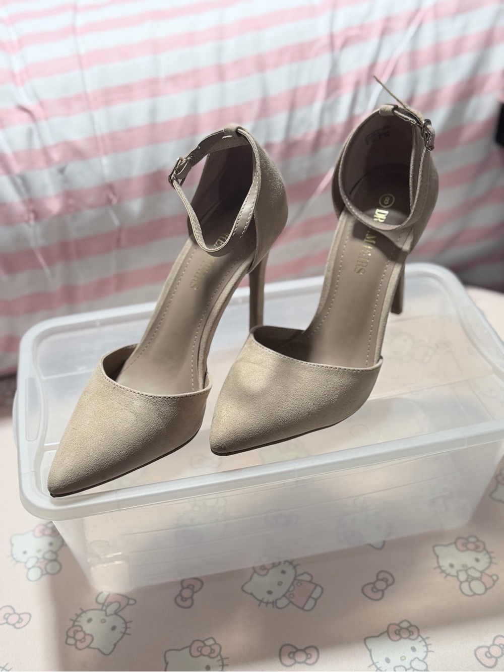 Dream Pairs Nude Ankle-Strap Pointed-Toe Heels